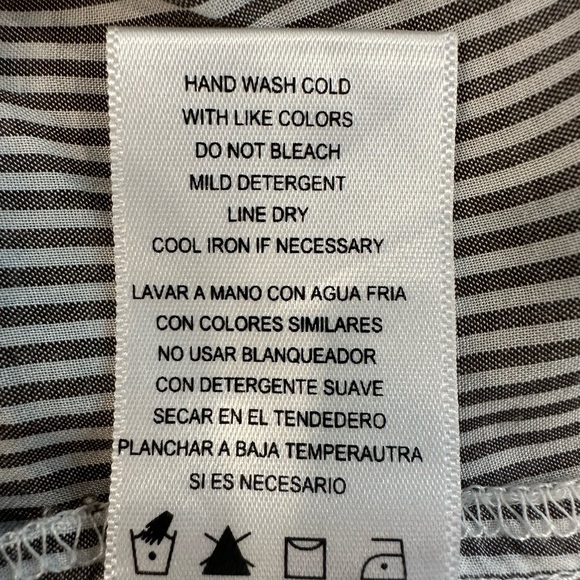 Gibson Latimer Striped Blouse Oversized Large Tie back Layered Sleeves - Picture 8 of 11